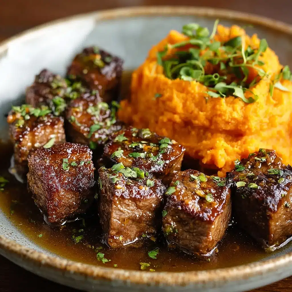 Garlic Butter Steak Bites with Sweet Potato Mash Recipe - Recipe Image