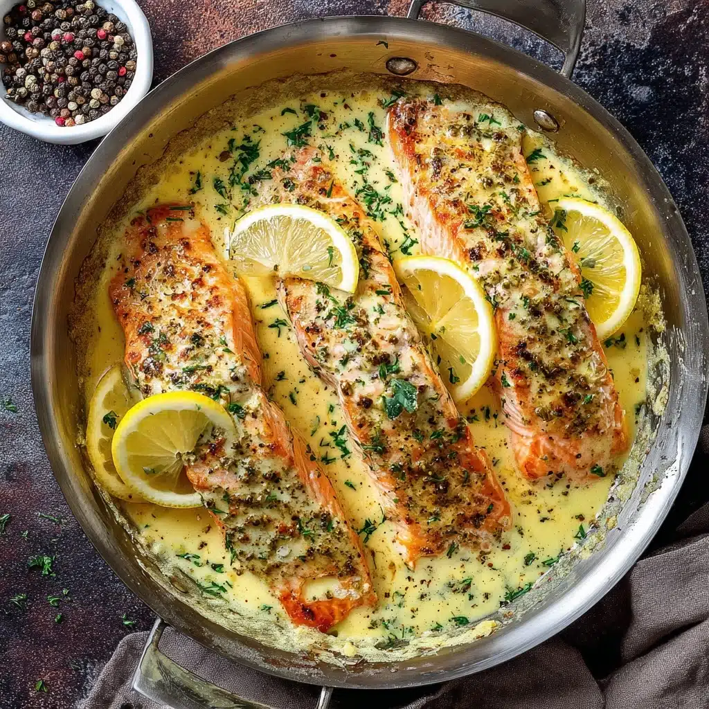 Baked Salmon with Lemon Butter Cream Sauce Recipe - Recipe Image