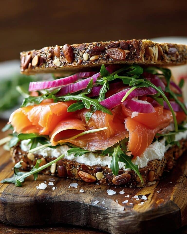 Smoked Salmon Sandwich with Herb Cream Cheese and Arugula Recipe