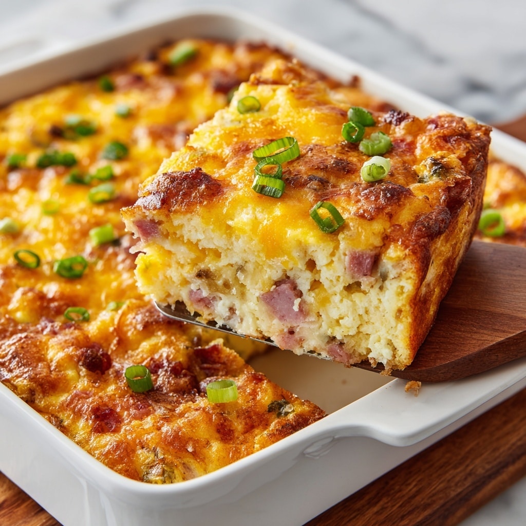 Hash Brown Egg Casserole with Ham, Cheddar, and Monterey Jack Recipe