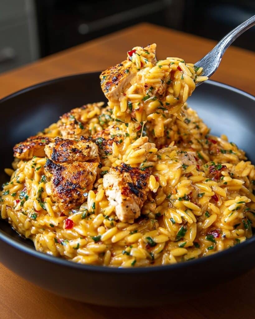 One-Pot Cajun Chicken Alfredo Orzo Recipe