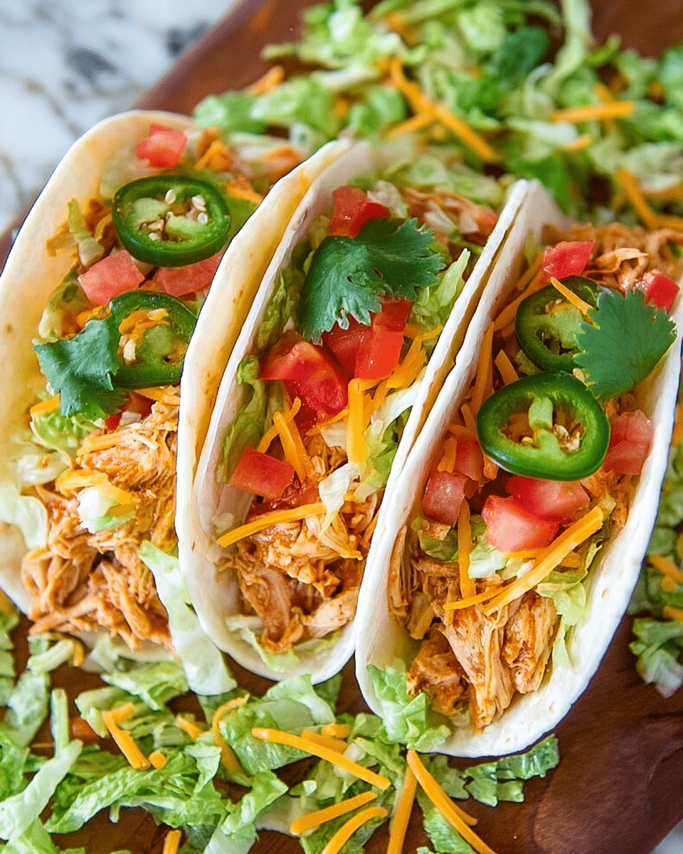 The image shows a white bowl filled with shredded chicken mixed with a creamy orange cheese sauce and small pieces of green herbs, placed near the center bottom. To the top left of the bowl, there are three stacked white tortillas with faint brown spots on them. To the top right, there is a small white bowl filled with shredded yellow cheese. Around the bowls, there are fresh green jalapeño slices, whole jalapeños, diced pink tomatoes, and bright green cilantro leaves scattered on a white marbled surface. A silver fork is placed to the bottom right near the bowl. The scene is bright and colorful with natural lighting. Photo taken with an iphone --ar 4:5 --v 7