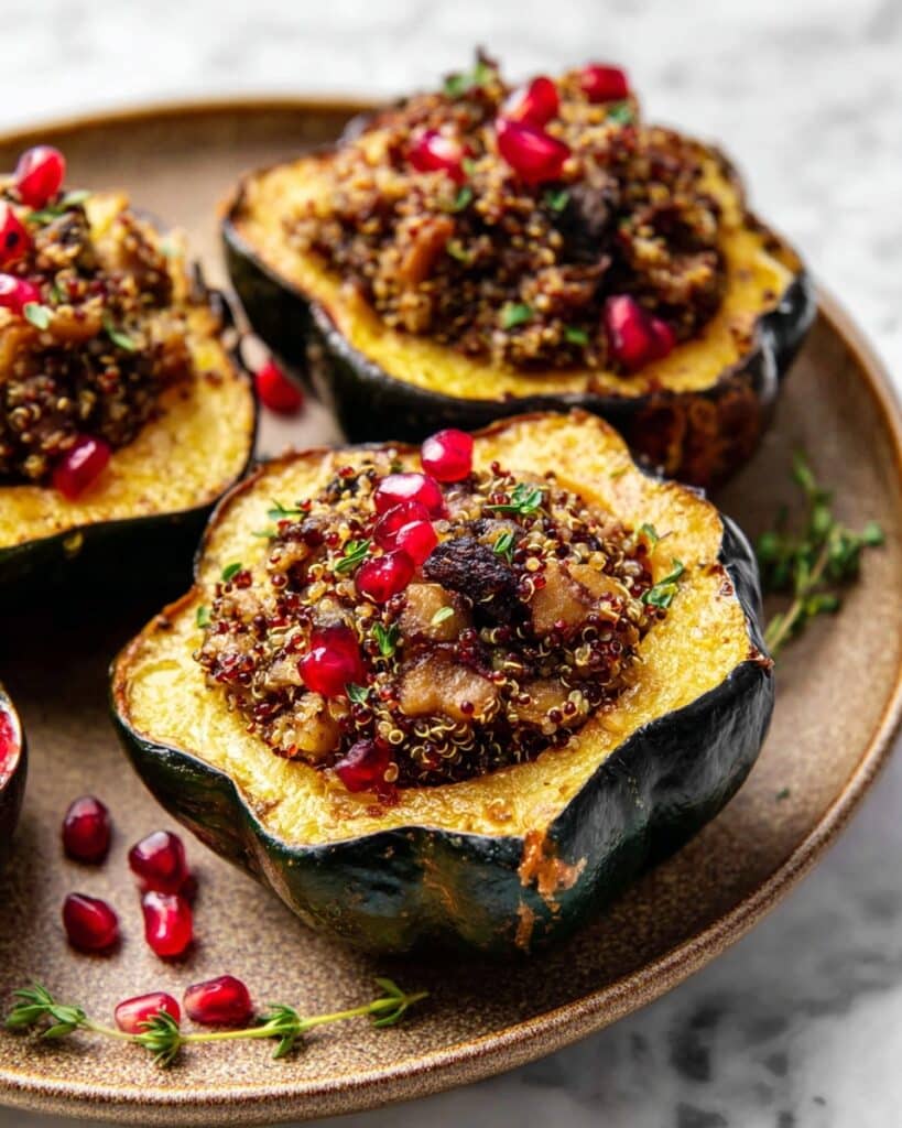 Mushroom and Quinoa Stuffed Acorn Squash Recipe