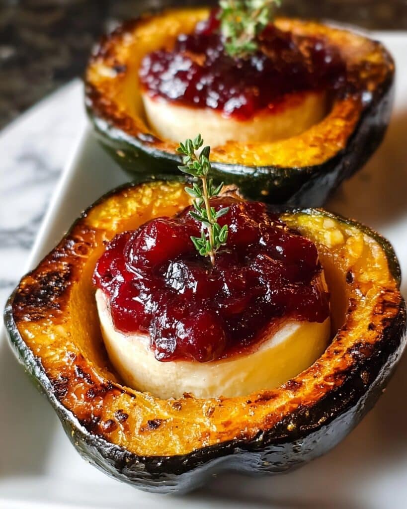 Honey-Glazed Acorn Squash with Brie and Cranberry Drizzle Recipe