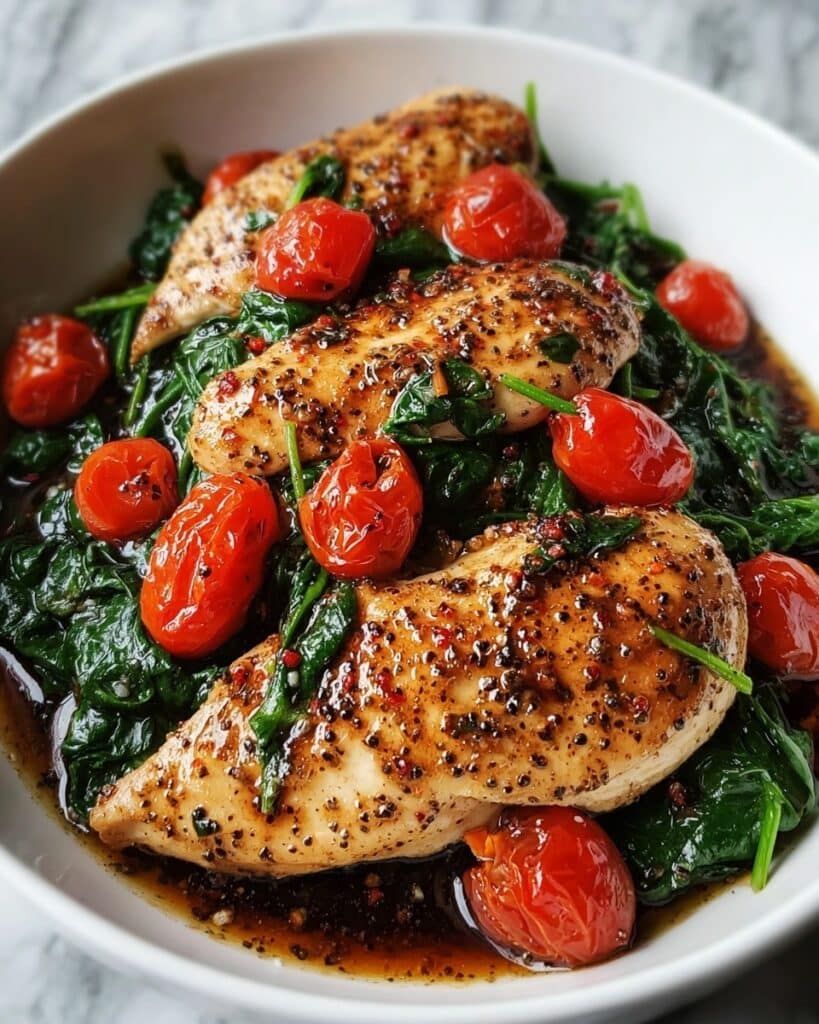 Balsamic Chicken Breast with Spinach and Tomatoes Recipe