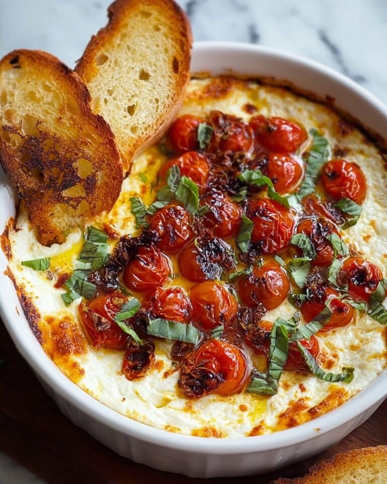 Three-Cheese Tomato Bruschetta Dip – Easy & Cheesy Appetizer Recipe