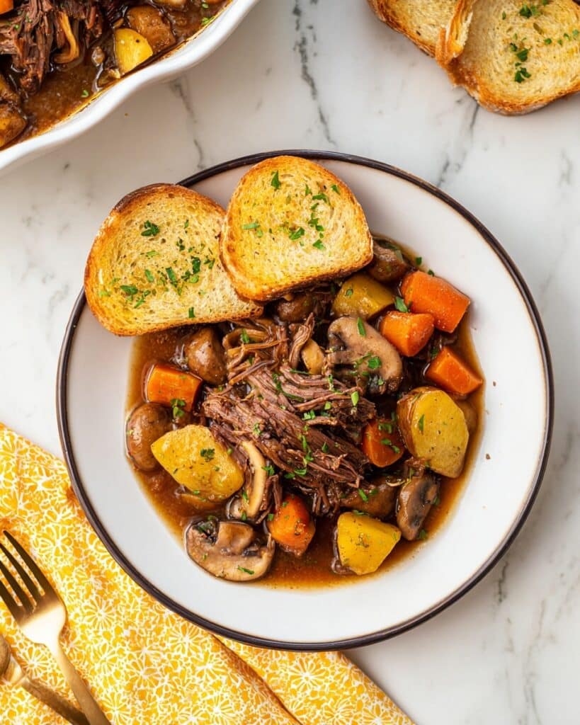 Crockpot Pot Roast with Vegetables and Mushroom Gravy Recipe