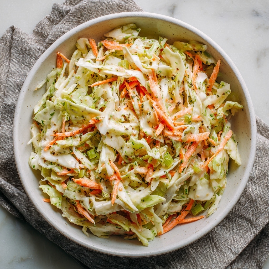 A white bowl filled with a mixed salad showing three distinct layers of shredded vegetables: the top layer is light green cabbage with some creamy white parts, the middle layer has a mix of vibrant orange shredded carrots, and the base layer is a combination of pale green and white cabbage pieces. The texture appears fresh and crunchy. The bowl is placed on a folded grey cloth on a white marbled surface. photo taken with an iphone --ar 4:5 --v 7