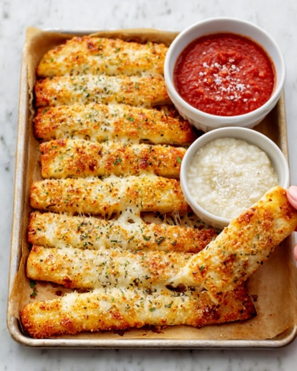 A tray filled with rectangular flatbreads topped with a golden-brown melted cheese layer that looks bubbly and slightly crispy on the edges. The flatbreads are cut into even rectangular slices, and a woman's hand is lifting one slice from the tray. The bread base underneath the cheese is light and soft-looking. The tray is set on a white marbled surface. Photo taken with an iphone --ar 4:5 --v 7