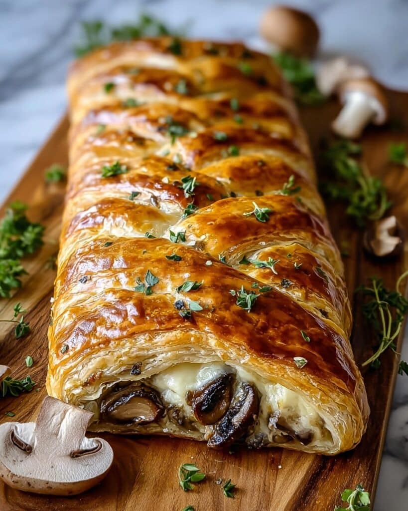Savory Mushroom & Gruyère Puff Pastry Braid Recipe