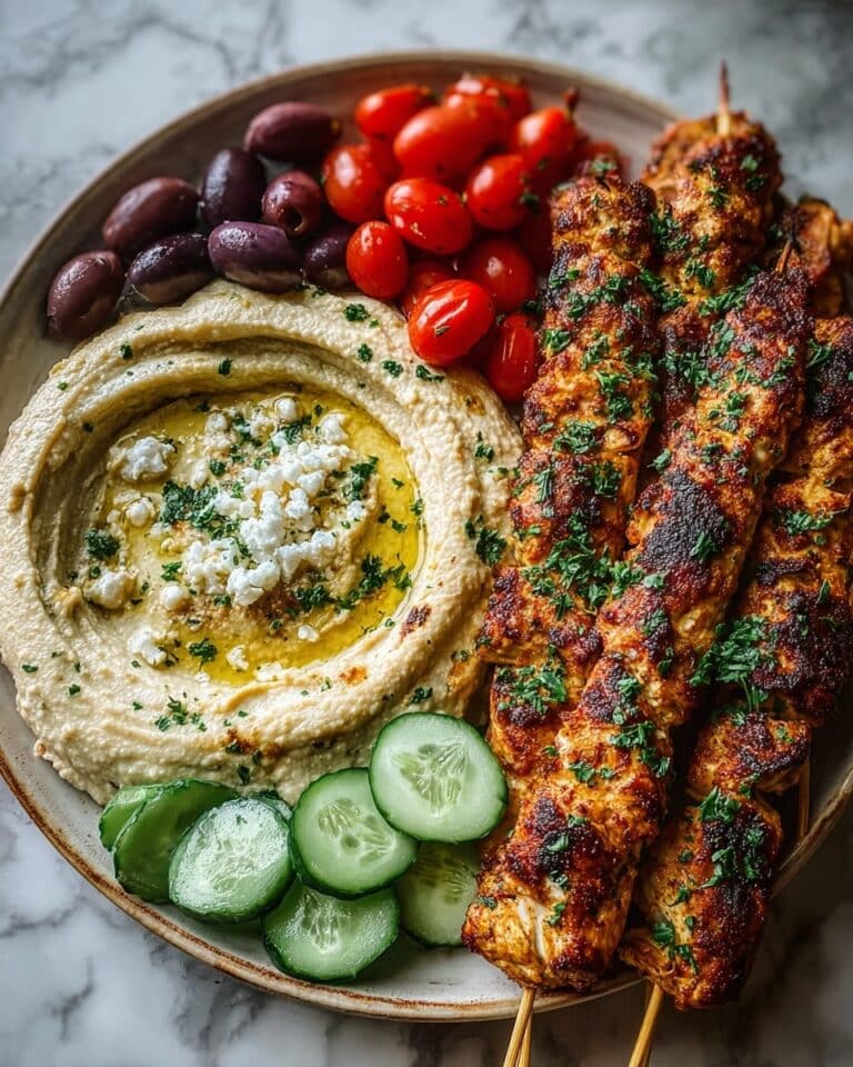 Mediterranean Chicken Skewers with Hummus Spread Recipe