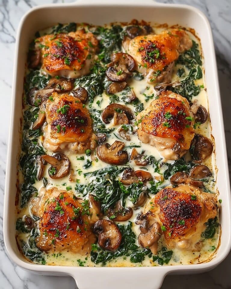 Easy 40-Minute Chicken, Spinach & Mushroom Low-Carb Bake – So Satisfying! Recipe