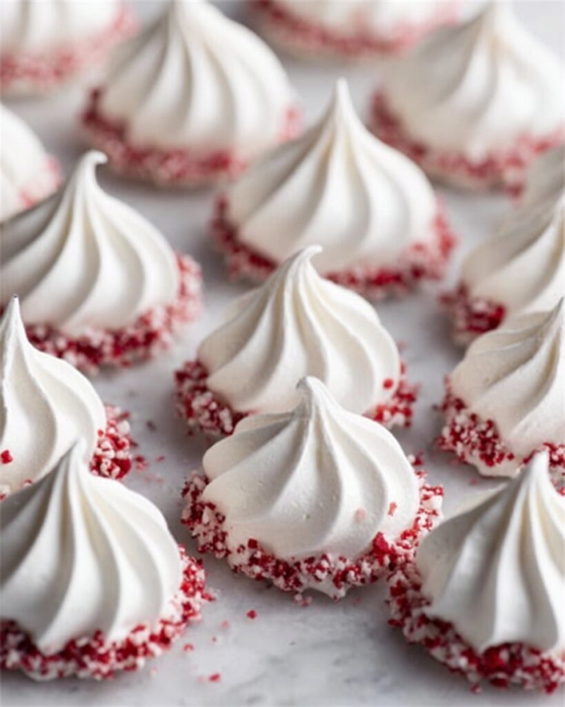 Peppermint Meringues with Vegan Dark Chocolate and Crushed Peppermints Recipe