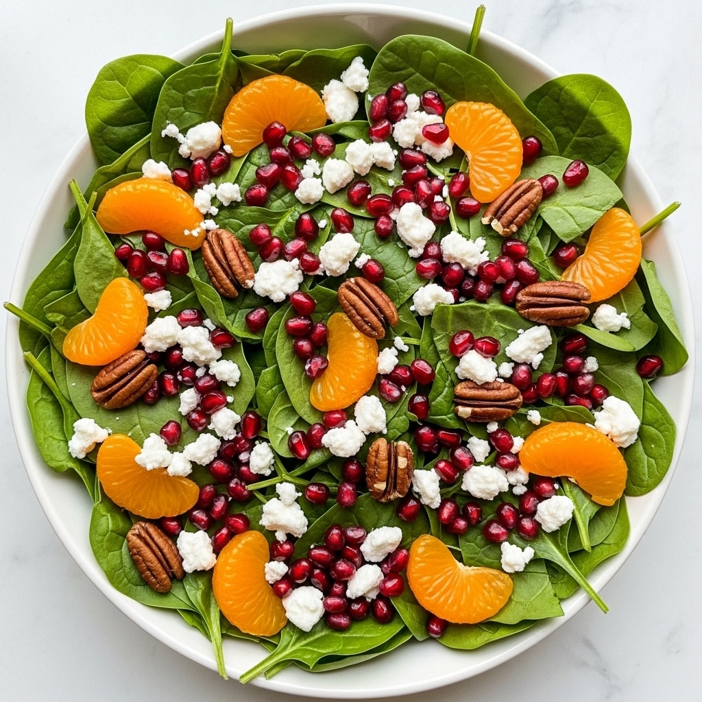 Christmas Spinach Salad with Cranberries, Oranges, and Pecan Nuts Recipe