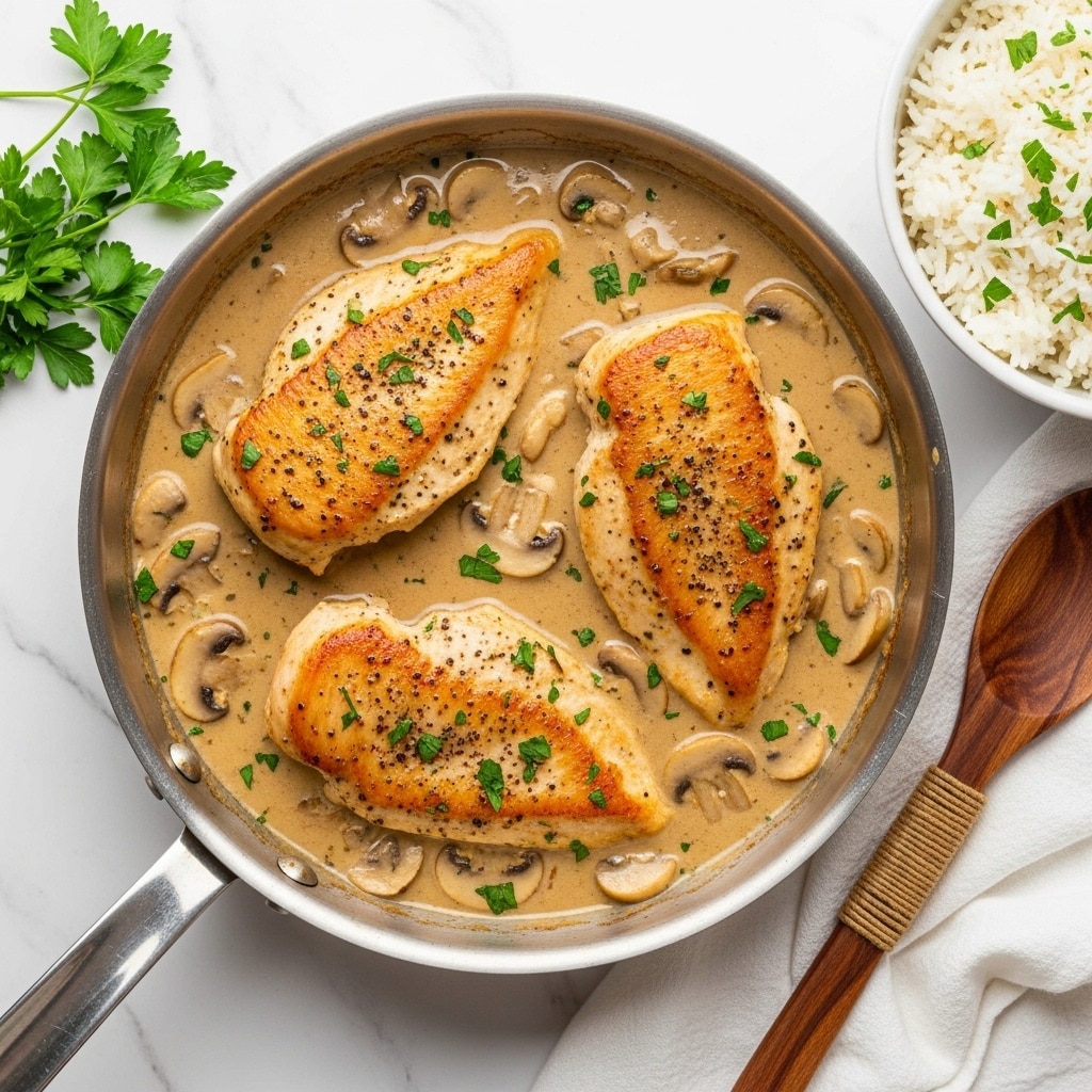 Champagne Chicken with Mushrooms and Parsley Recipe