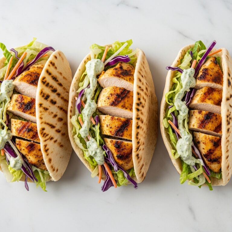 Chicken Pitas with Herby Ranch Slaw Recipe