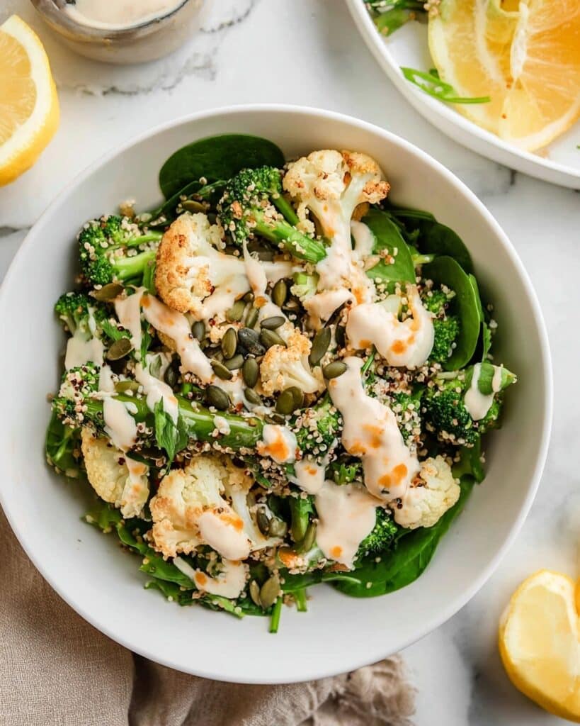 Roasted Cauliflower and Broccoli Salad with Tahini Dressing Recipe