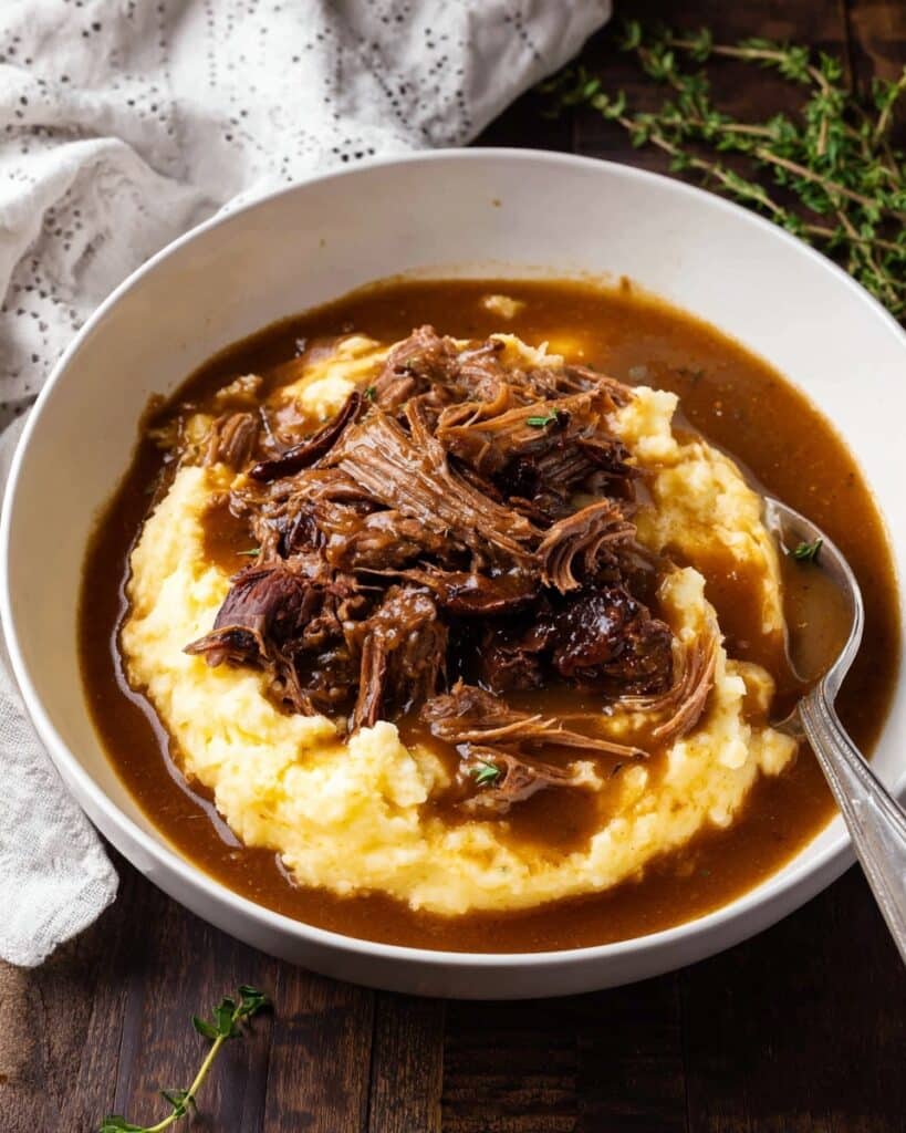 Brisket with Mashed Potatoes and Rich Gravy Recipe