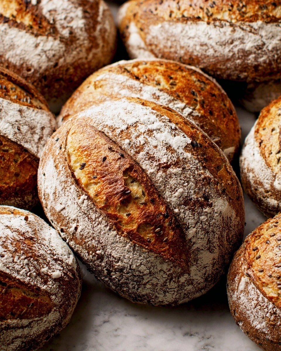 A clear glass jar filled with bubbly, light beige sourdough starter covered with a piece of cloth tied around the rim sits next to two slices of sourdough bread. The bread has a golden-brown crust with a dusting of white flour and a soft, airy, pale cream inside with many small holes. All items are placed on a white marbled surface with a soft background. photo taken with an iphone --ar 4:5 --v 7