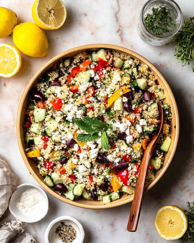Quinoa Salad with Peppers, Cucumbers, Olives, and Feta Recipe