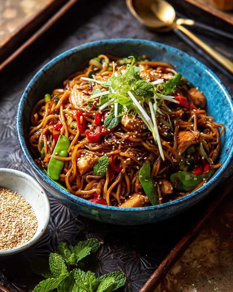 20 Minute Honey Garlic Chicken Udon Noodles Recipe