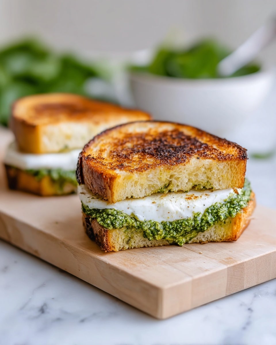 Melty Burrata Grilled Cheese Sandwich with Spinach Pesto Recipe