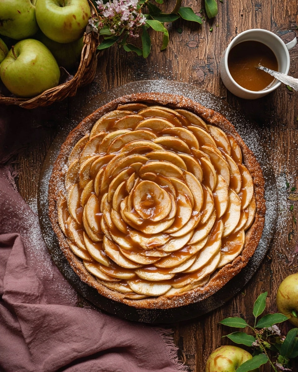 German Apple Cake with Caramel Drizzle Recipe