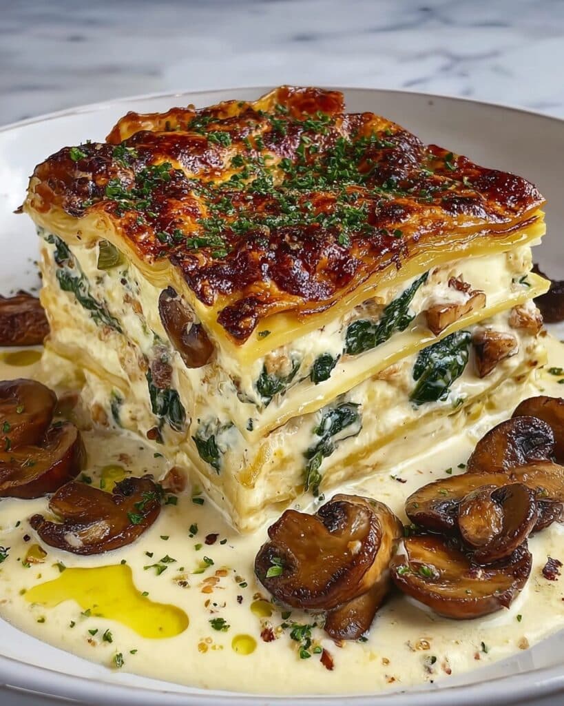 Cottage Cheese, Mushroom, and Spinach Lasagna Bake Recipe