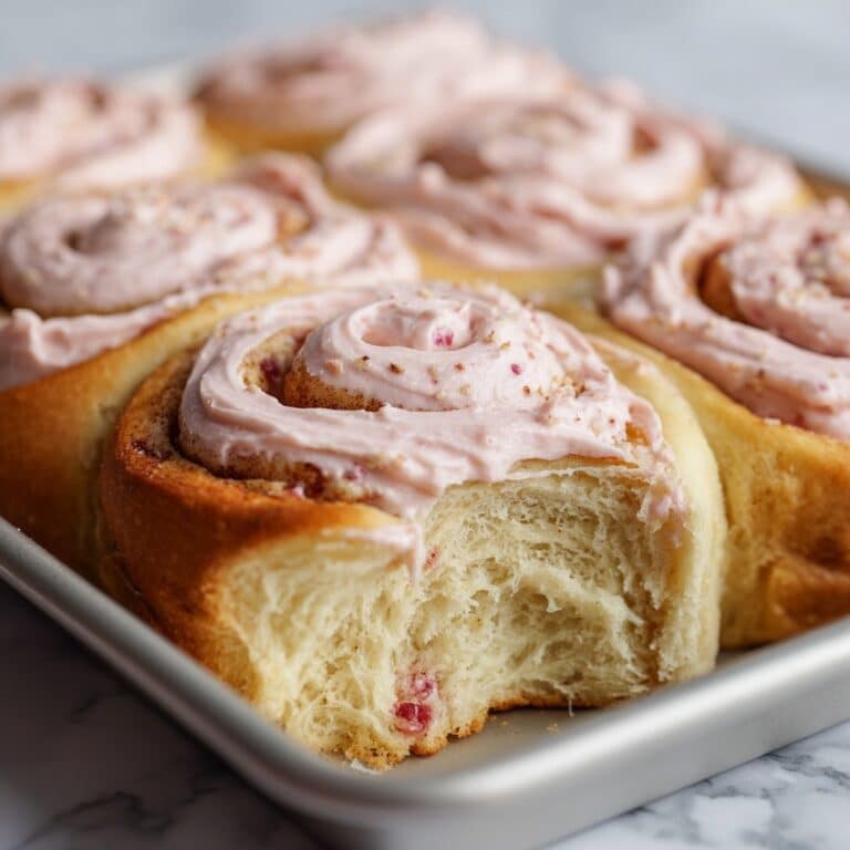 Strawberry Cream Cheese Rolls with Fresh Strawberries and Cream Cheese Frosting Recipe