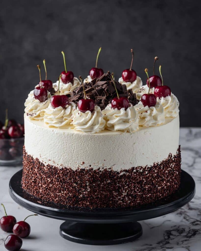 Black Forest Cake with Homemade Cherry Filling and Whipped Cream Frosting Recipe