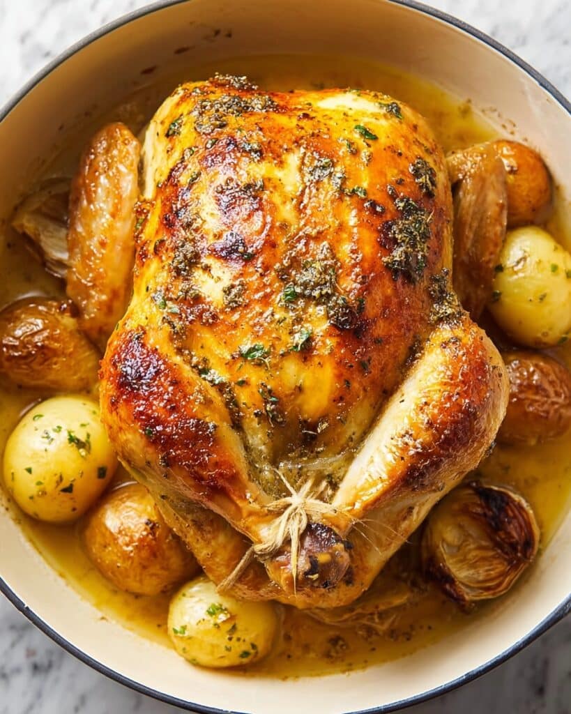 Dutch Oven Whole Chicken with Roasted Vegetables Recipe