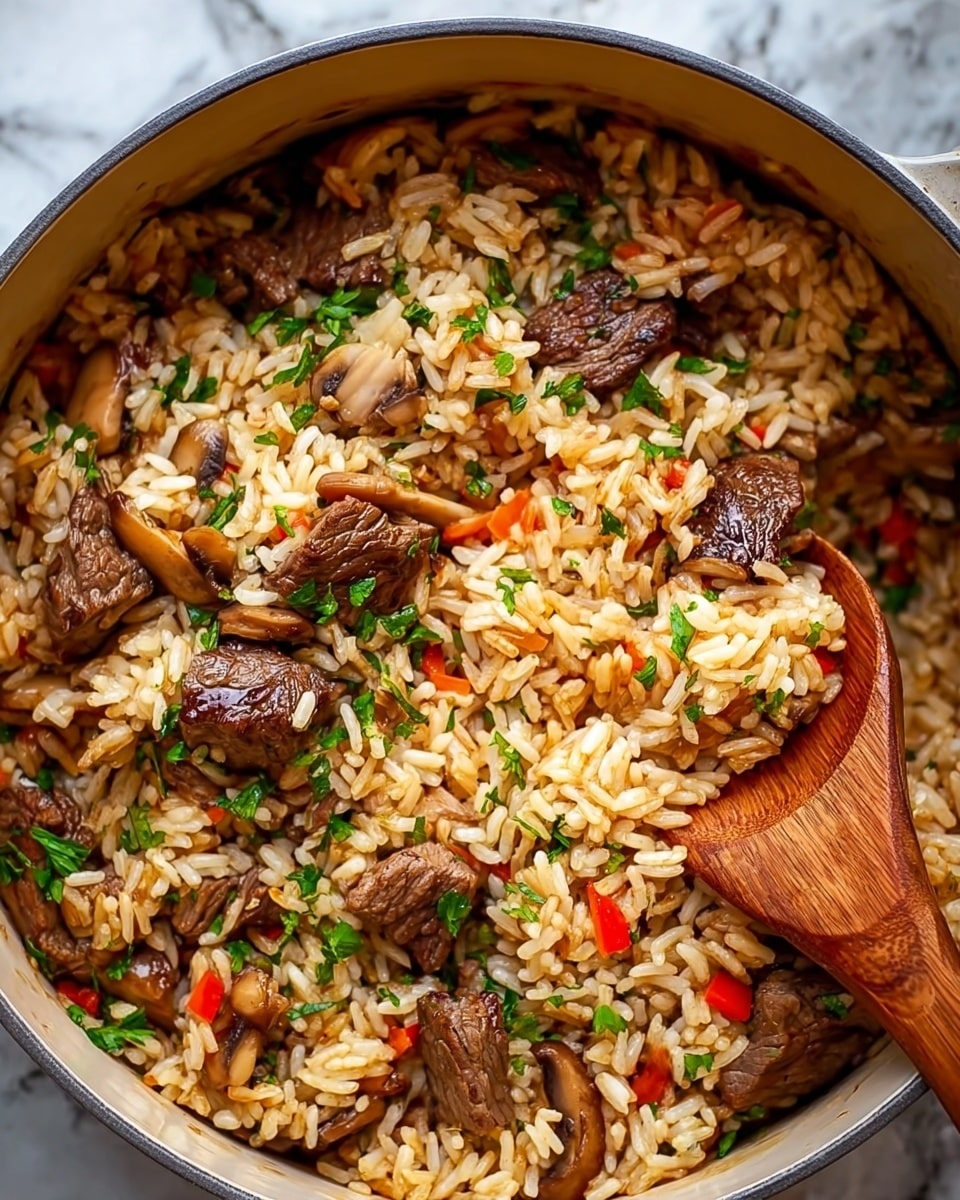 Savory Beef and Mushroom Rice Pilaf Recipe