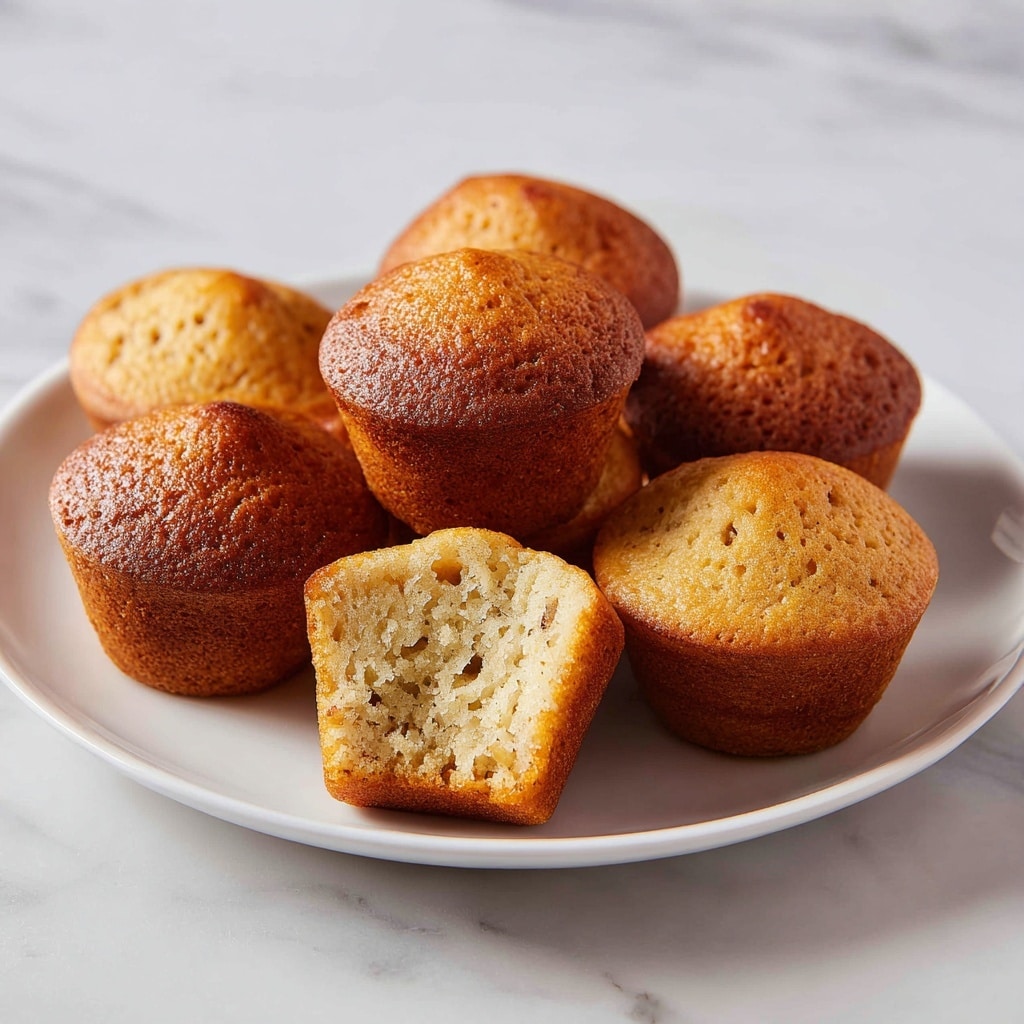 A white bowl lined with a soft, textured light green cloth holds a pile of small, round banana muffins. Each muffin has a golden-brown bottom layer with a slightly darker rim and a lighter, speckled beige top layer that looks soft and moist. The muffins are stacked casually, filling the bowl, and the background features a white marbled texture surface. photo taken with an iphone --ar 4:5 --v 7