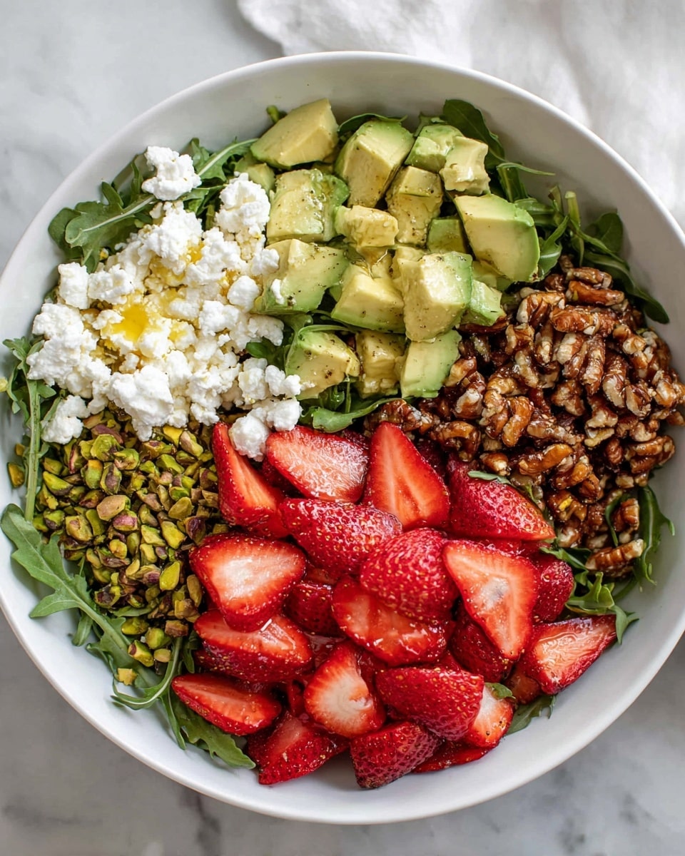 Strawberry Crunch Salad with Caramelized Almonds and Champagne Vinaigrette Recipe