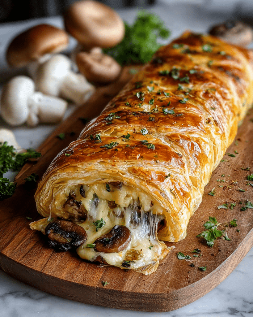 Savory Mushroom & Gruyère Puff Pastry Braid Recipe