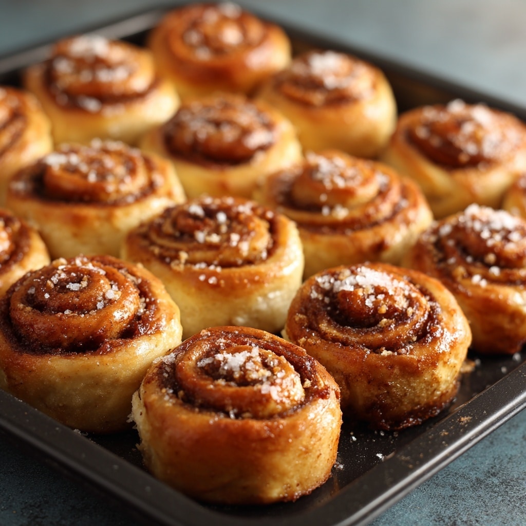 A close-up view of a stack of eight small rolled pastries arranged in a pyramid shape on a plain white plate, each roll showing delicate layers of golden-brown dough swirled with cinnamon and sugar. The outer surface of each pastry looks crispy and sprinkled with granulated sugar crystals, giving them a sparkling effect. The rolls are tightly coiled, with visible textures of the flaky dough and dark cinnamon spice inside. The background features a soft blurred warm light, resting on a white marbled surface, creating a cozy atmosphere. Photo taken with an iphone --ar 4:5 --v 7