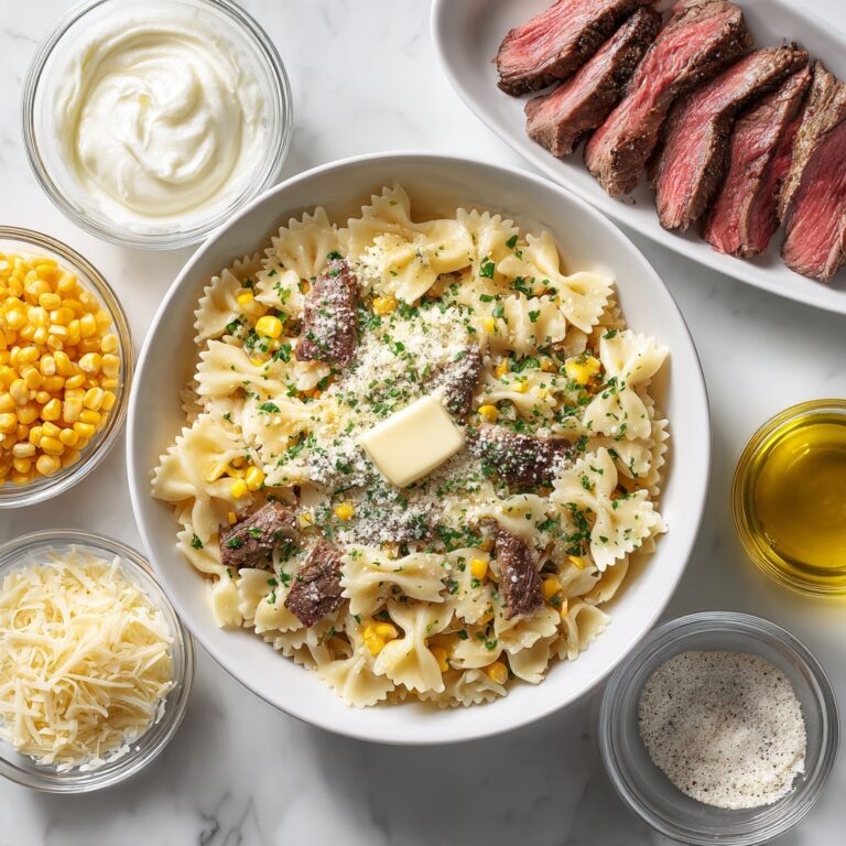 Creamy Parmesan Steak & Sweet Corn Bowtie Recipe