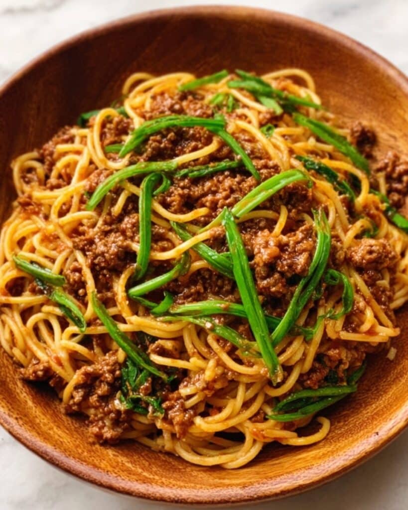 Mongolian Ground Beef Noodles Recipe
