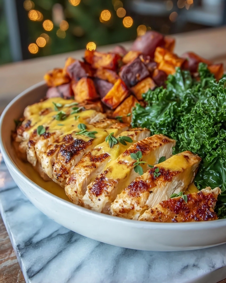Easy Maple Dijon Chicken Bowl with Sweet Potatoes for Cozy Fall Dinner Recipe