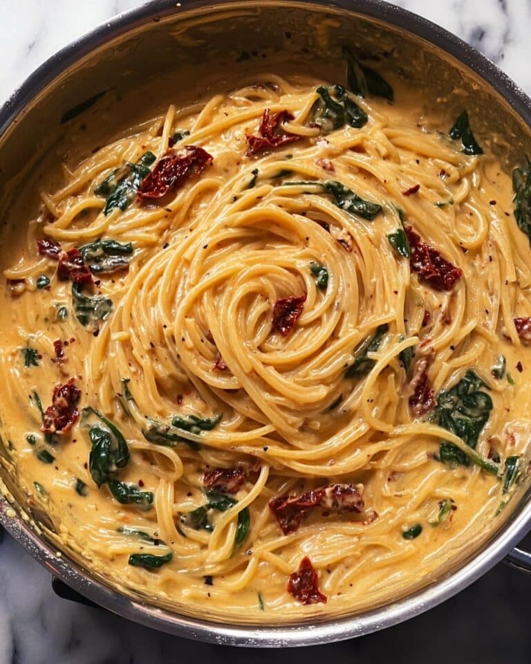 Spaghetti & Spinach with Sun-Dried Tomato Cream Sauce Recipe