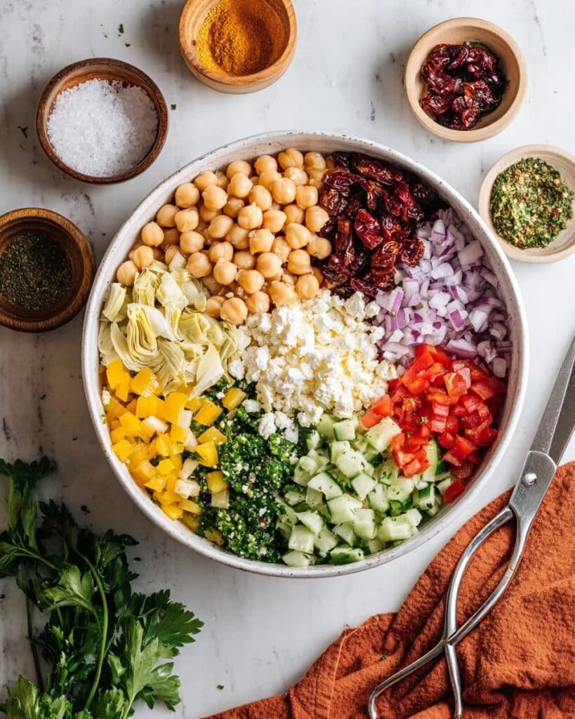 Dense White Bean and Chickpea Salad with Sun-Dried Tomatoes Recipe