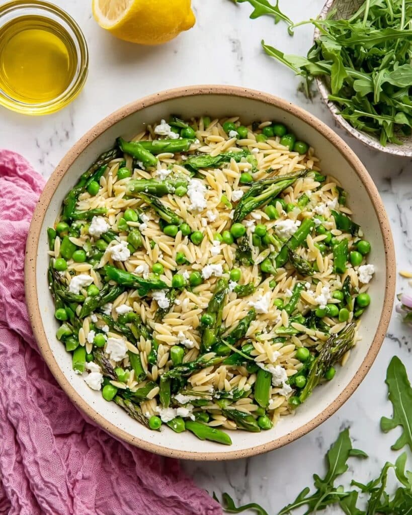 Fresh Spring Orzo Pasta Salad with Feta and Herb Vinaigrette Recipe