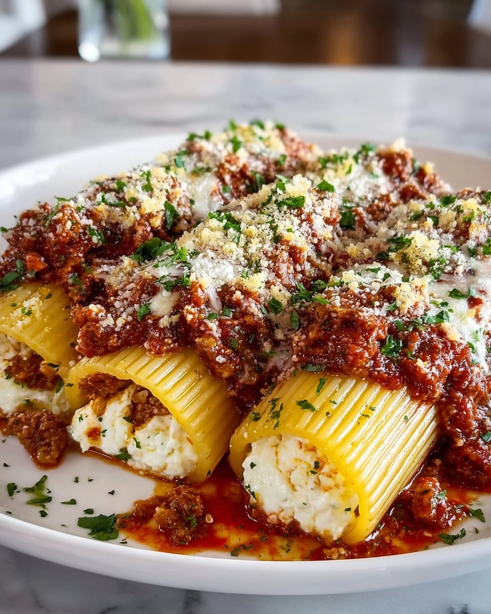Comforting Stuffed Manicotti Recipe with Easy Meat Sauce Recipe