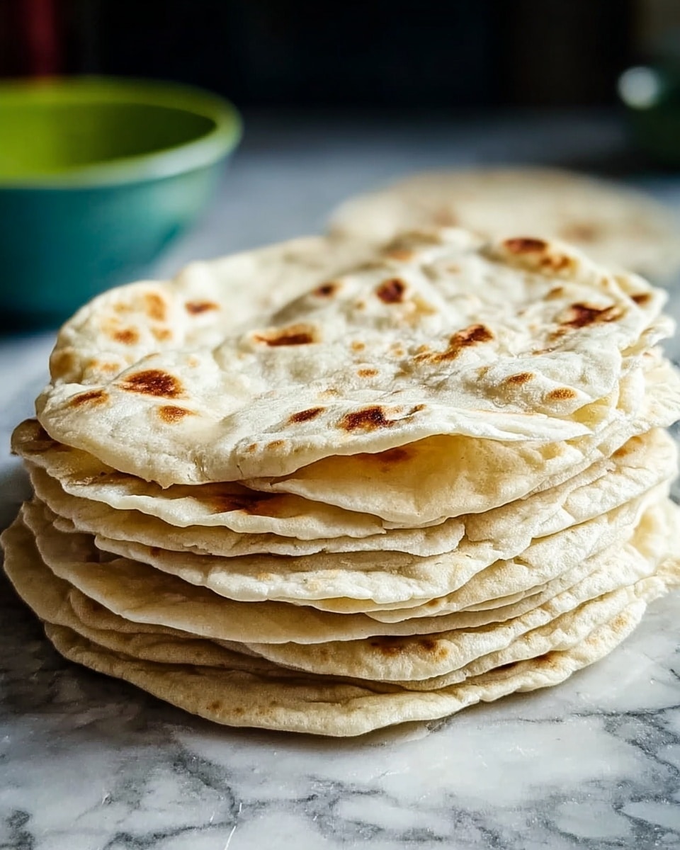 A stack of about six soft, round flatbreads, each with a light beige color and slightly uneven, bubbled texture, showing darker brown toasted spots scattered on the top layer, resting directly on a white marbled surface, with edges slightly curled and layers clearly visible from the side, giving a fluffy look to the stack. photo taken with an iphone --ar 4:5 --v 7