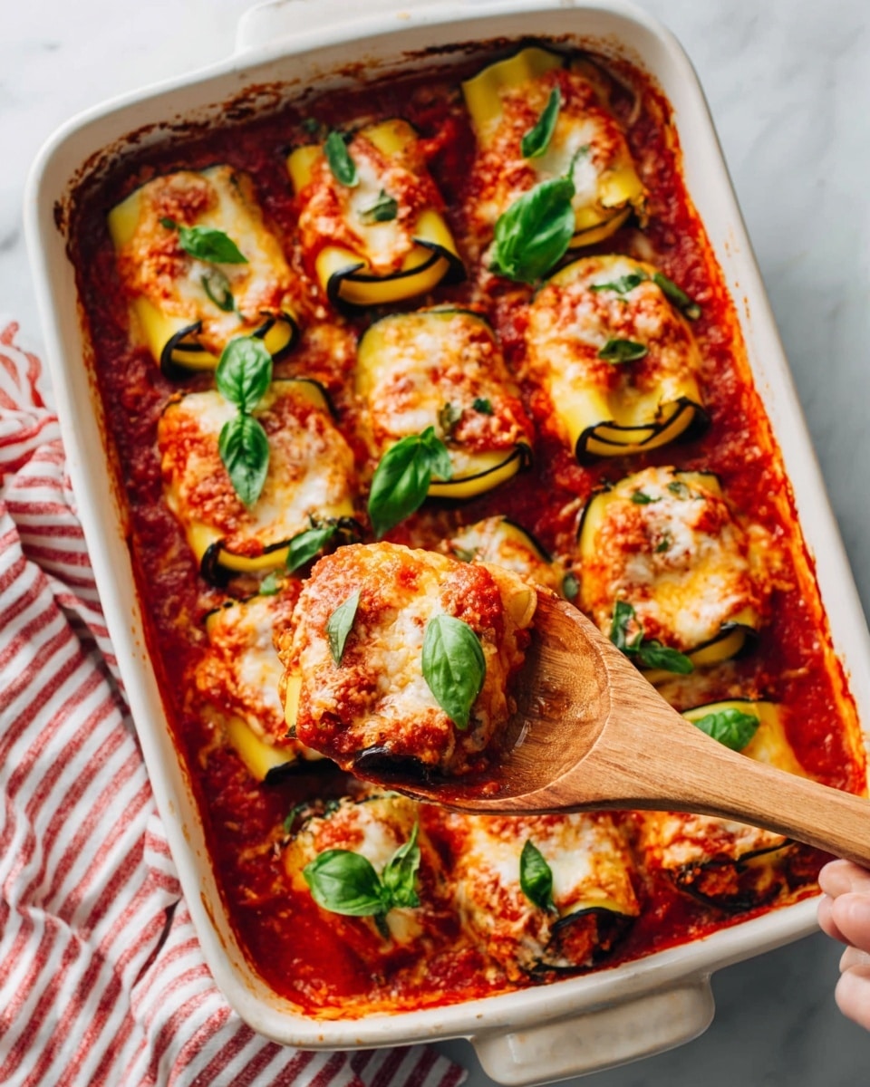 A round white bowl filled with a layered dish, featuring four visible slices of eggplant topped with melted cheese and red tomato sauce. The eggplants are dark purple with soft, cooked flesh underneath, layered beneath a thick layer of bubbly, golden and slightly browned cheese. Tomato sauce is rich red, spread between and on top of the eggplants, with small green basil leaves scattered around. A silver spoon lifts one slice, revealing layers of soft eggplant, sauce, and cheese inside. The bowl sits on a white marble surface. Photo taken with an iphone --ar 4:5 --v 7